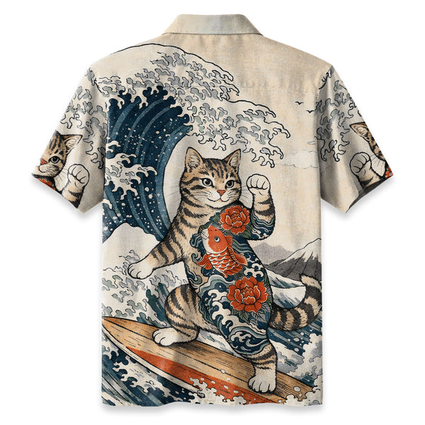 Chrisraw Cat Surfing Hawaiian Shirt