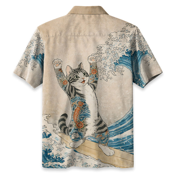 Chrisraw Cat Surfing Hawaiian Shirt