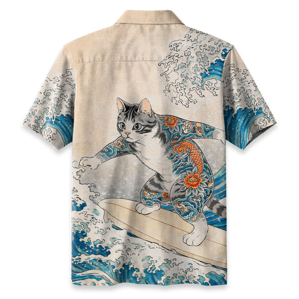 Chrisraw Cat Surfing Hawaiian Shirt