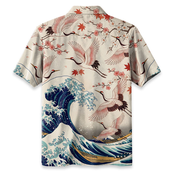 Chrisraw Cranes Dancing On The Waves Hawaiian Shirt