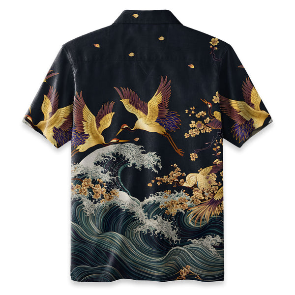 Chrisraw Cranes Dancing On The Waves Hawaiian Shirt