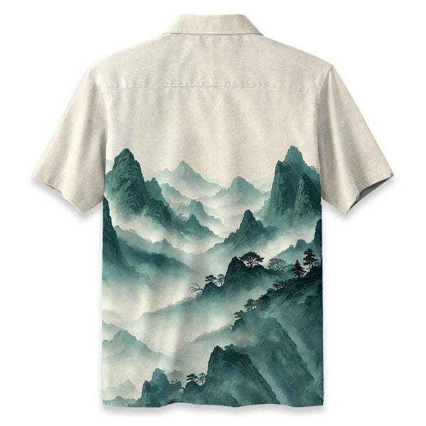 Chrisraw Misty Mountain Landscape Ink Hawaiian Shirt
