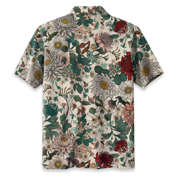Chrisraw Crimson Daisy Hawaiian Shirt