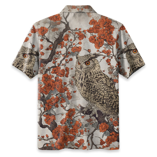 Chrisraw Owl And Plum Blossom Hawaiian Shirt
