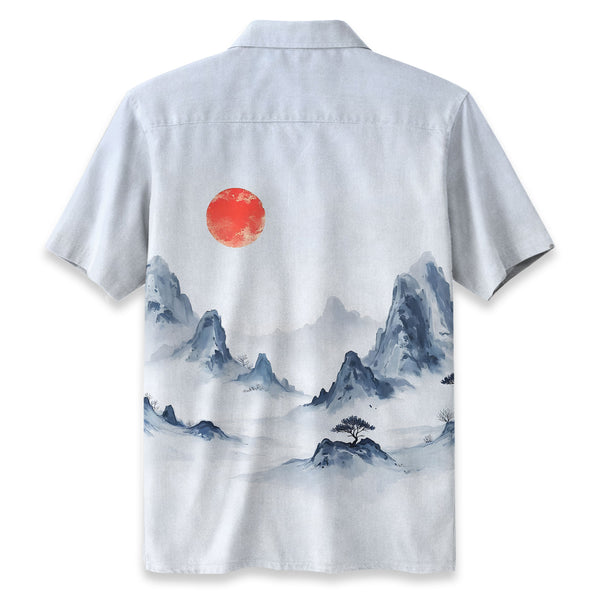 Chrisraw Misty Mountain Landscape Ink Hawaiian Shirt
