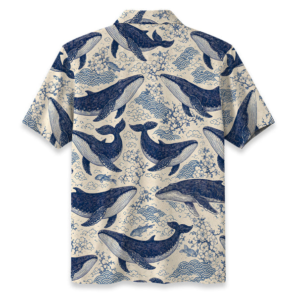 Chrisraw Blue Ocean Whale Hawaiian Shirt