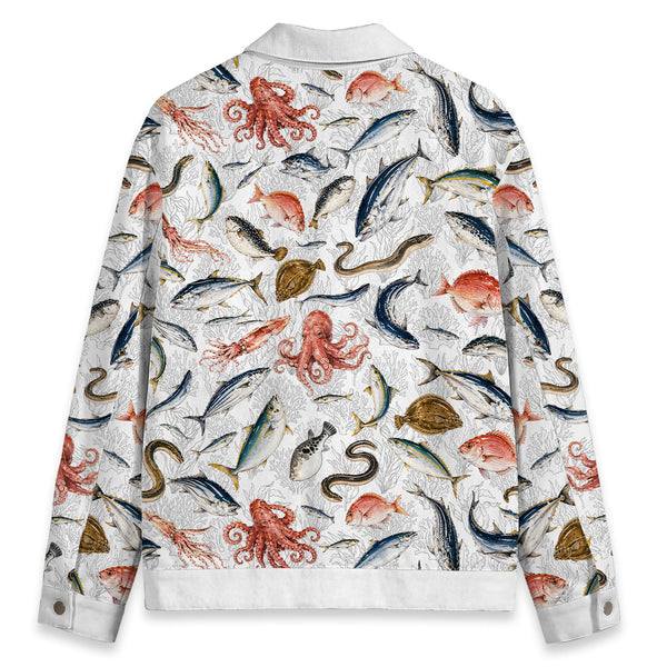 Chrisraw Sea Ocean Canvas Jacket | All-Over Print Cotton Jacket