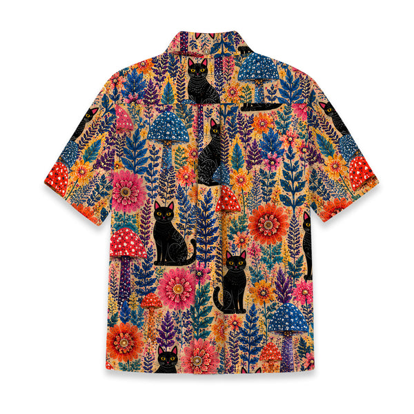 Chrisraw Kid's Japanese Yayoi Kusama Forest Cat Ukiyo-e Short Sleeves Shirt