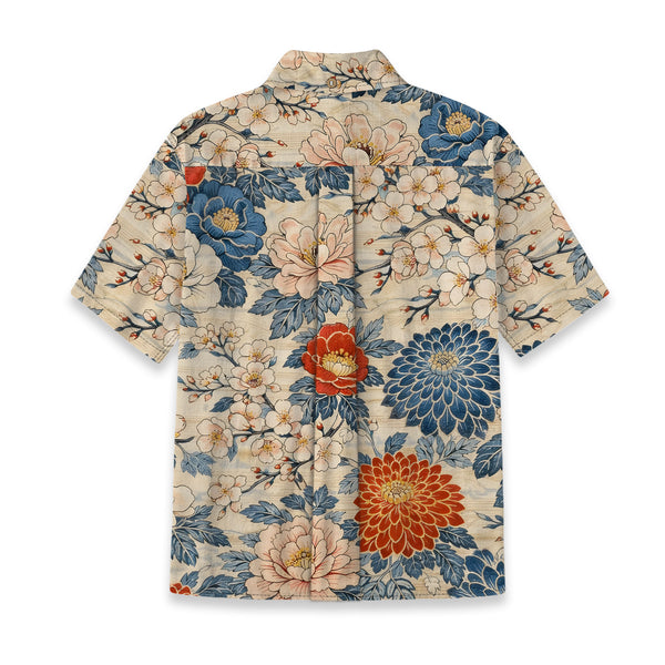 Chrisraw Kid's Japanese Vibrant Floral Ukiyo-e Short Sleeves Shirt