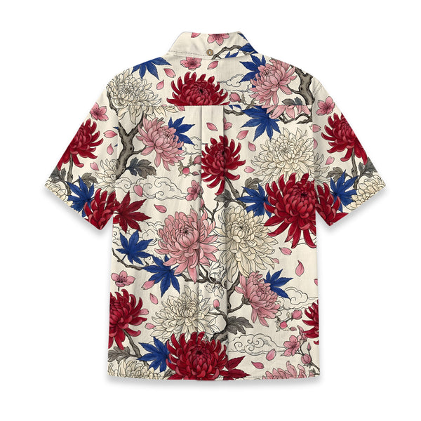 Chrisraw Kid's Japanese Vibrant Floral Ukiyo-e Short Sleeves Shirt