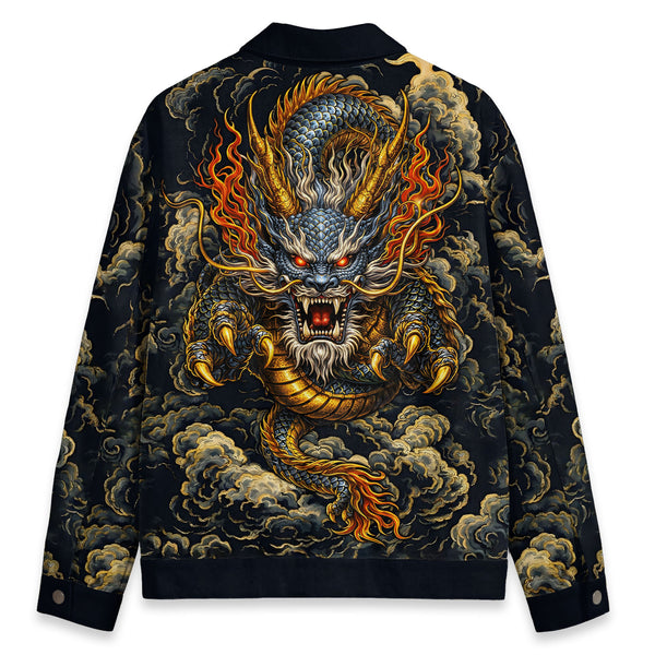 Chrisraw Inferno Dragon Canvas Jacket | All-Over Print Cotton Jacket