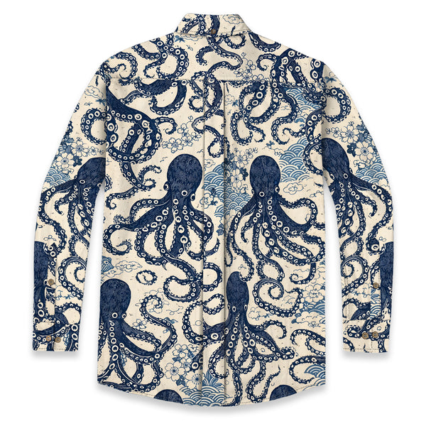 Chrisraw Blue Ocean Octopus Long Sleeves Shirt
