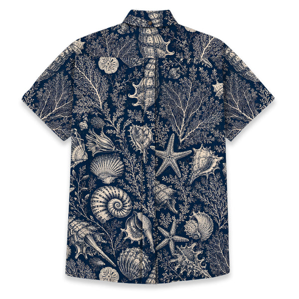 Chrisraw Men's Japanese Marine Mystery Ukiyo-e Short Sleeves Shirt