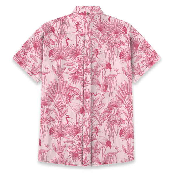 Chrisraw Men's Japanese Crane Garden Ukiyo-e Short Sleeves Shirt