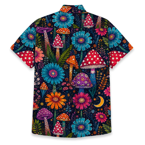 Chrisraw Men's Japanese Yayoi Kusama Mushrooms Ukiyo-e Short Sleeves Shirt