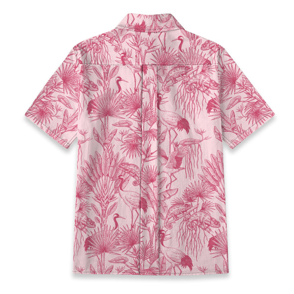 Chrisraw Women's Japanese Crane Garden Ukiyo-e Short Sleeves Shirt