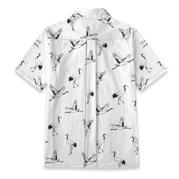 Chrisraw Women's Japanese Crane Dance Ukiyo-e Short Sleeves Shirt