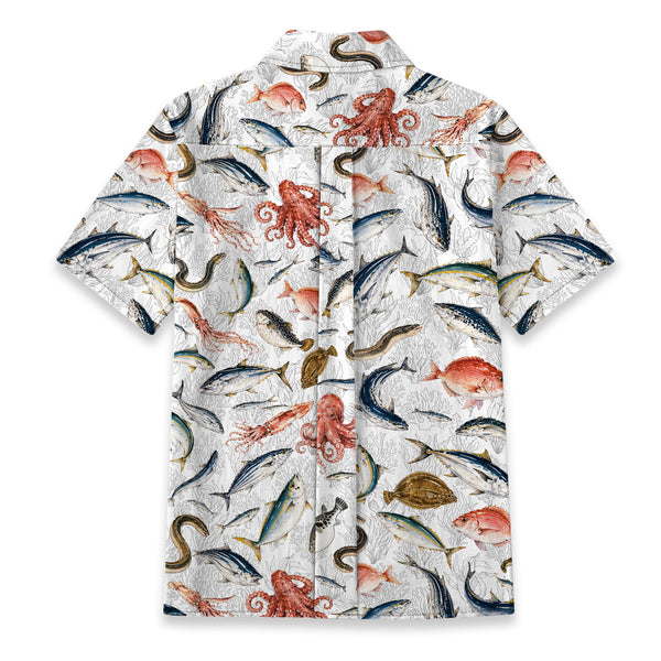 Chrisraw Women's Japanese Sea Fish Ukiyo-e Short Sleeves Shirt