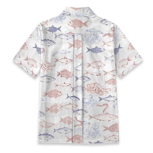 Chrisraw Women's Japanese Sea Fish Ukiyo-e Short Sleeves Shirt