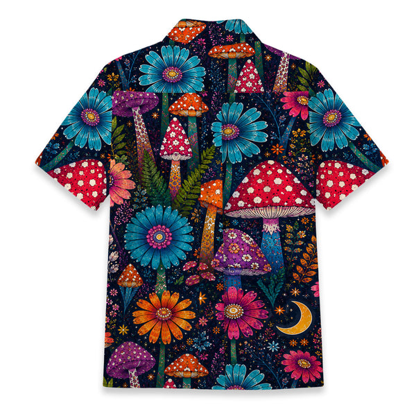 Chrisraw Women's Japanese VYayoi Kusama Mushrooms Ukiyo-e Short Sleeves Shirt
