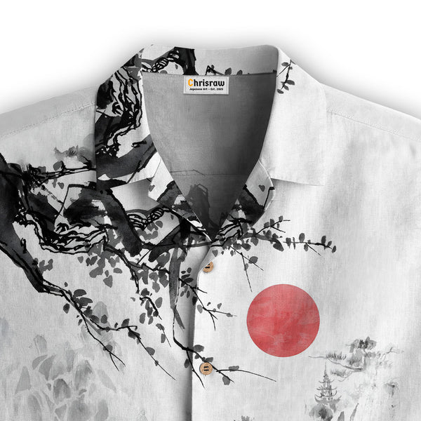 Chrisraw Misty Mountain Landscape Ink Hawaiian Shirt