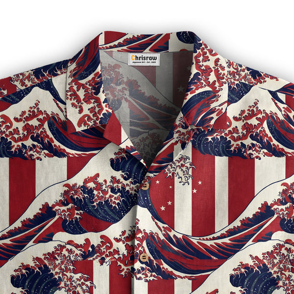 Chrisraw America 250 Seamless Striped Tides Hawaiian Shirt