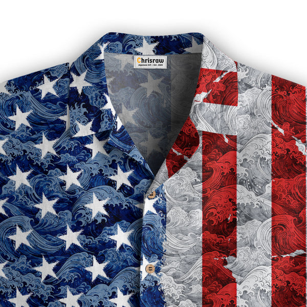 Chrisraw America 250 The Great Wave of Liberty Hawaiian Shirt