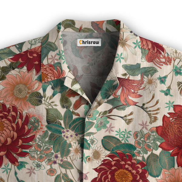 Chrisraw Crimson Daisy Hawaiian Shirt