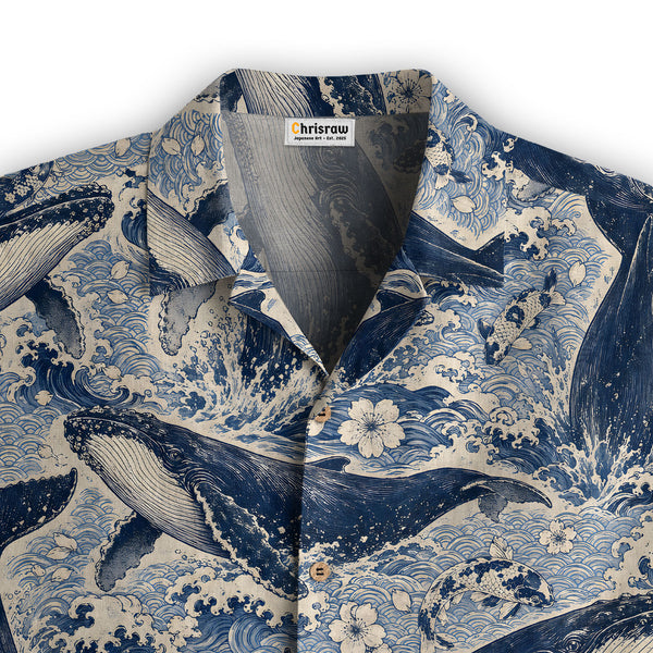 Chrisraw Blue Ocean Whale Hawaiian Shirt