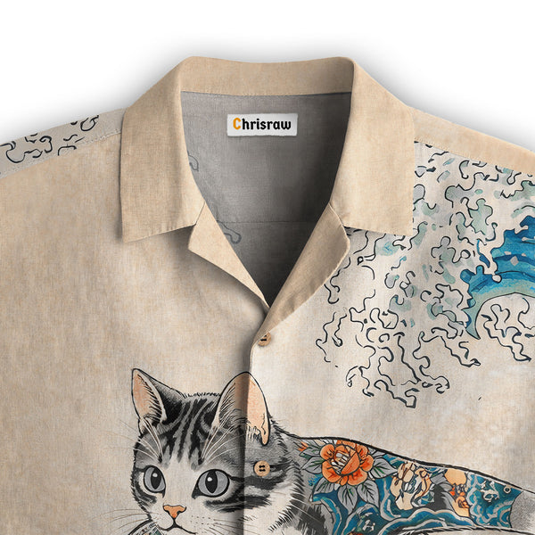 Chrisraw Cat Surfing Hawaiian Shirt