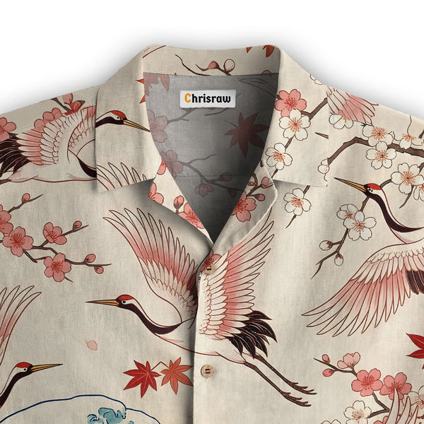 Chrisraw Cranes Dancing On The Waves Hawaiian Shirt