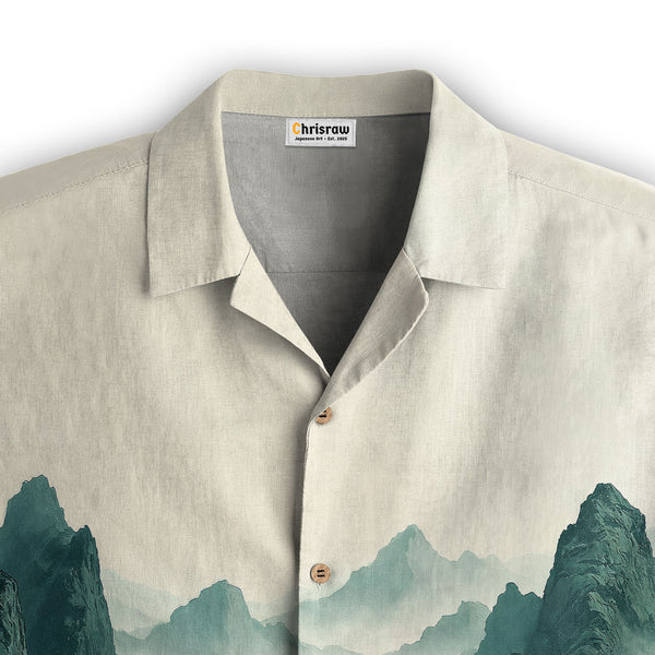 Chrisraw Misty Mountain Landscape Ink Hawaiian Shirt