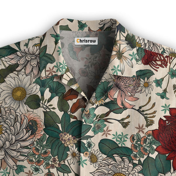 Chrisraw Crimson Daisy Hawaiian Shirt