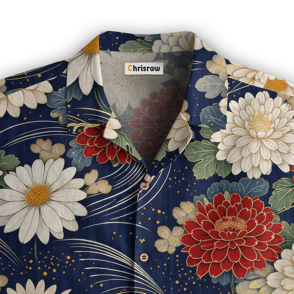 Chrisraw Crimson Daisy Hawaiian Shirt