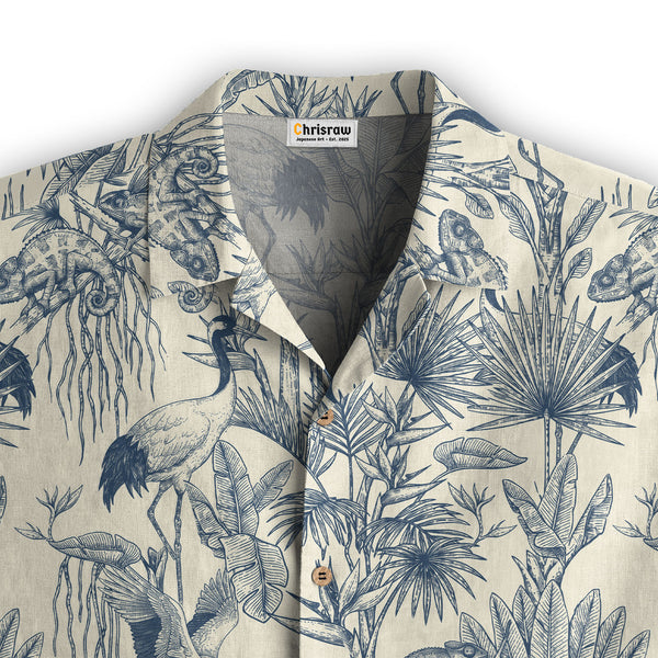 Chrisraw Crane Garden Hawaiian Shirt