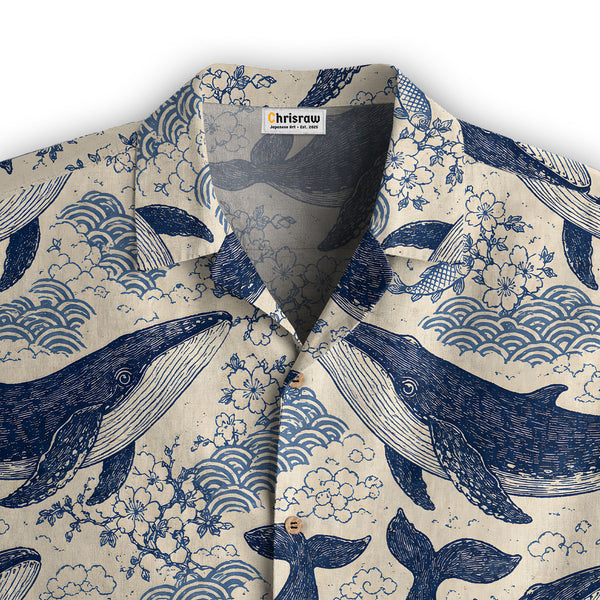 Chrisraw Blue Ocean Whale Hawaiian Shirt