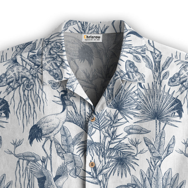 Chrisraw Crane Garden Hawaiian Shirt