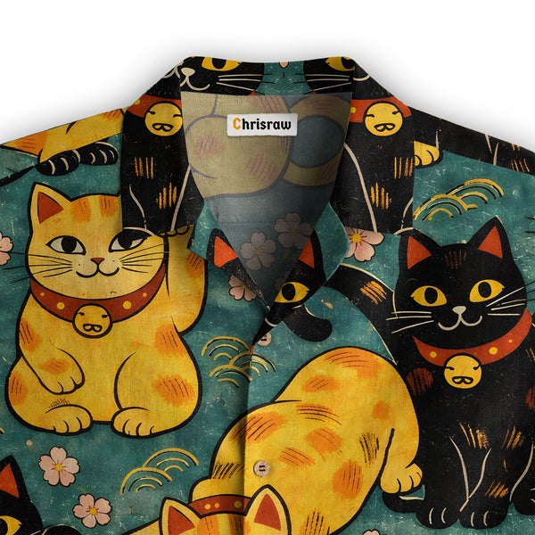 Chrisraw Yellow Cat And Black Cat Hawaiian Shirt