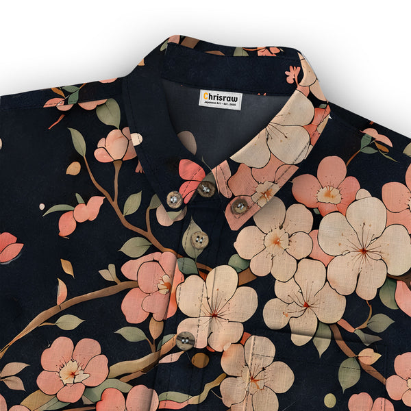 Chrisraw Kid's Japanese Blooming Sakura Ukiyo-e Short Sleeves Shirt