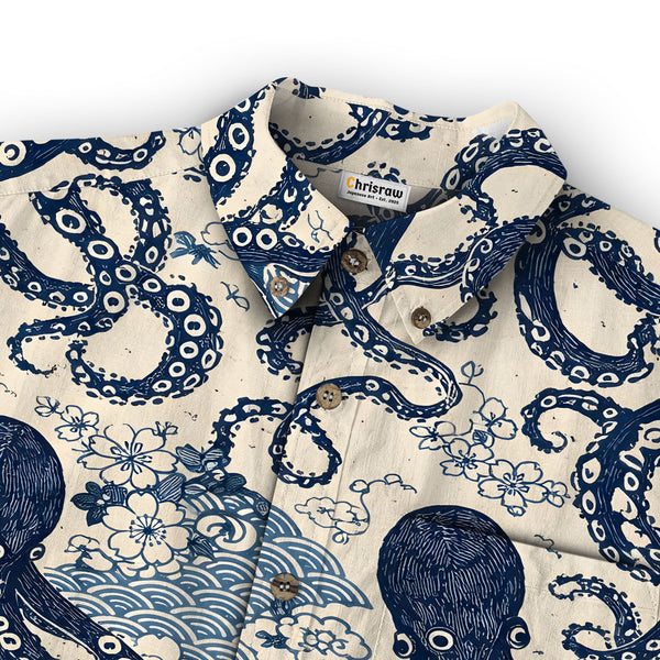 Chrisraw Blue Ocean Octopus Long Sleeves Shirt