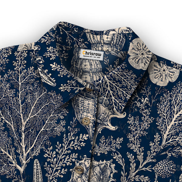 Chrisraw Women's Japanese Marine Mystery Ukiyo-e Short Sleeves Shirt