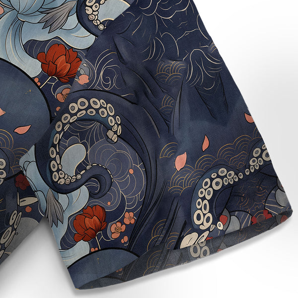 Chrisraw Octopus with Flowers and Clouds Hawaiian Shirt