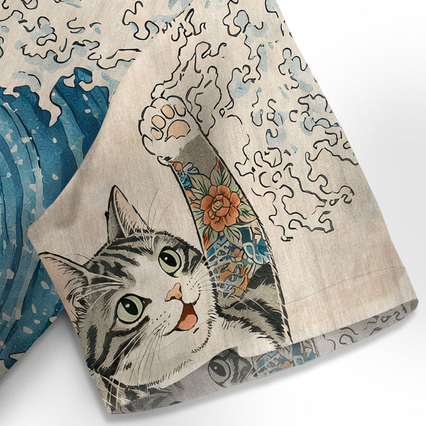 Chrisraw Cat Surfing Hawaiian Shirt