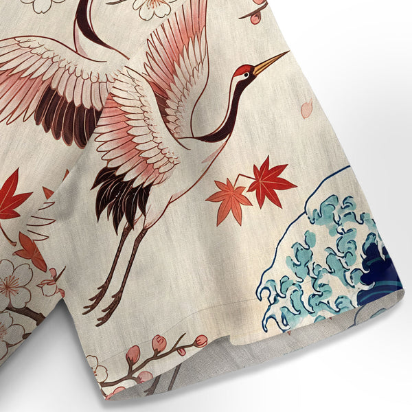 Chrisraw Cranes Dancing On The Waves Hawaiian Shirt