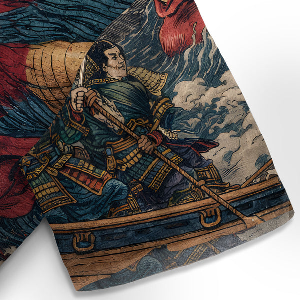 Chrisraw Demon And Samurai At Sea Hawaiian Shirt