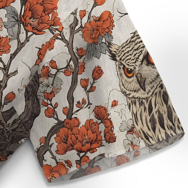 Chrisraw Owl And Plum Blossom Hawaiian Shirt