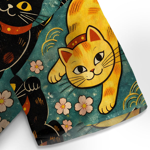 Chrisraw Yellow Cat And Black Cat Hawaiian Shirt