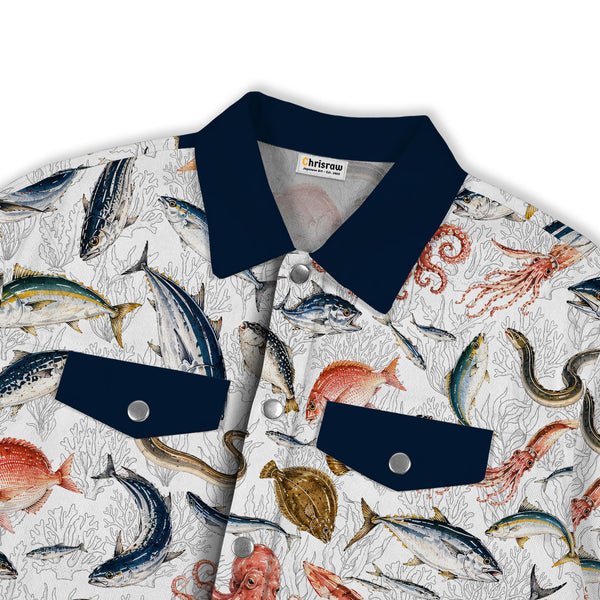Chrisraw Sea Ocean Canvas Jacket | All-Over Print Cotton Jacket