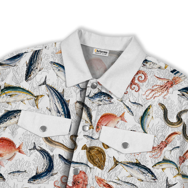 Chrisraw Sea Ocean Canvas Jacket | All-Over Print Cotton Jacket