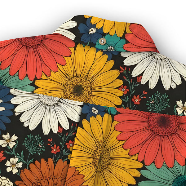 Chrisraw Kid's Japanese Colorful Chrysanthemums Ukiyo-e Short Sleeves Shirt